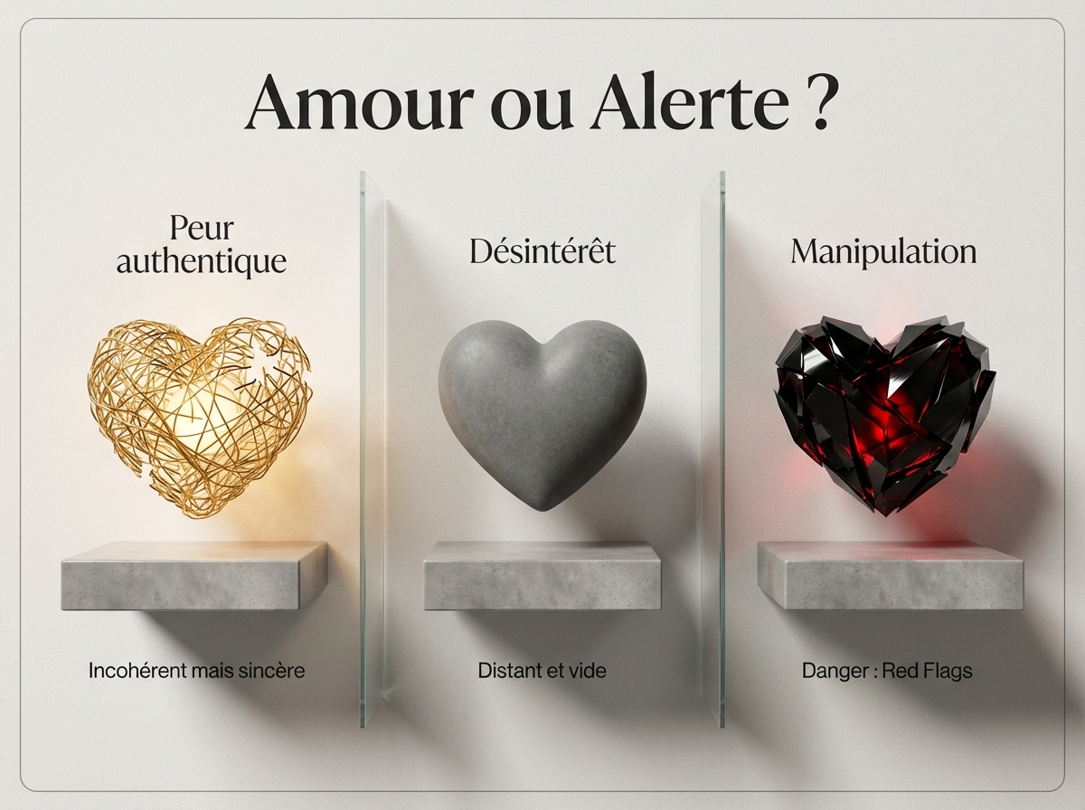 Infographie : Comportement d'un homme amoureux qui a peur : le décoder