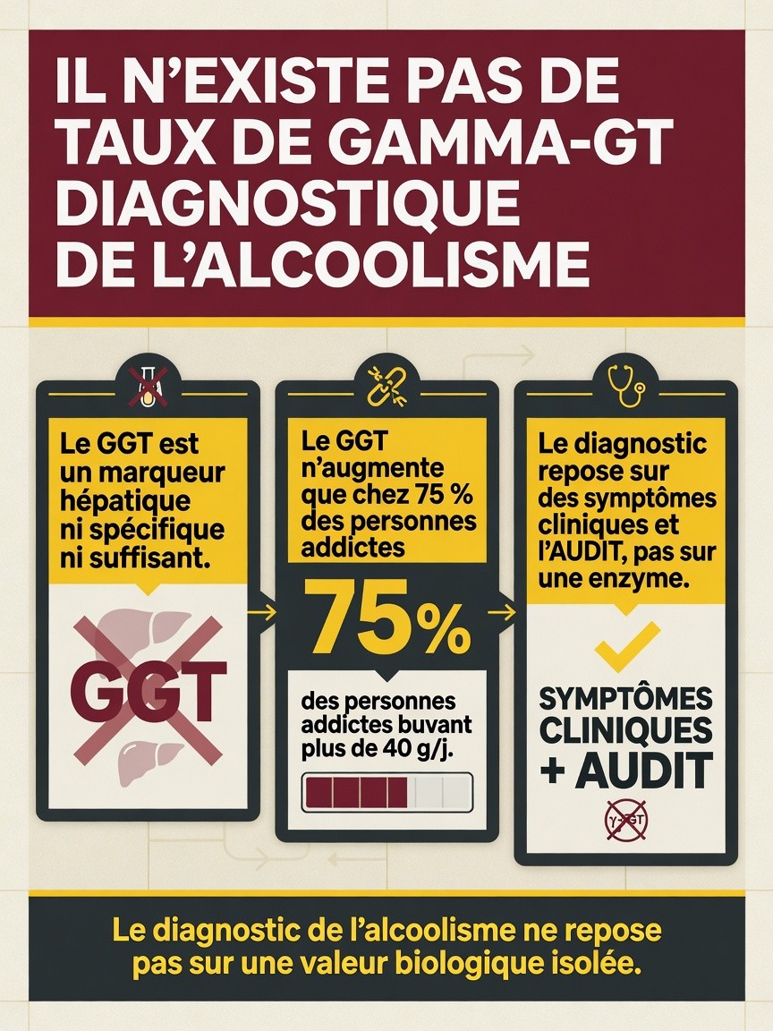 Il n'existe pas de taux de gamma-GT diagnostique de l'alcoolisme