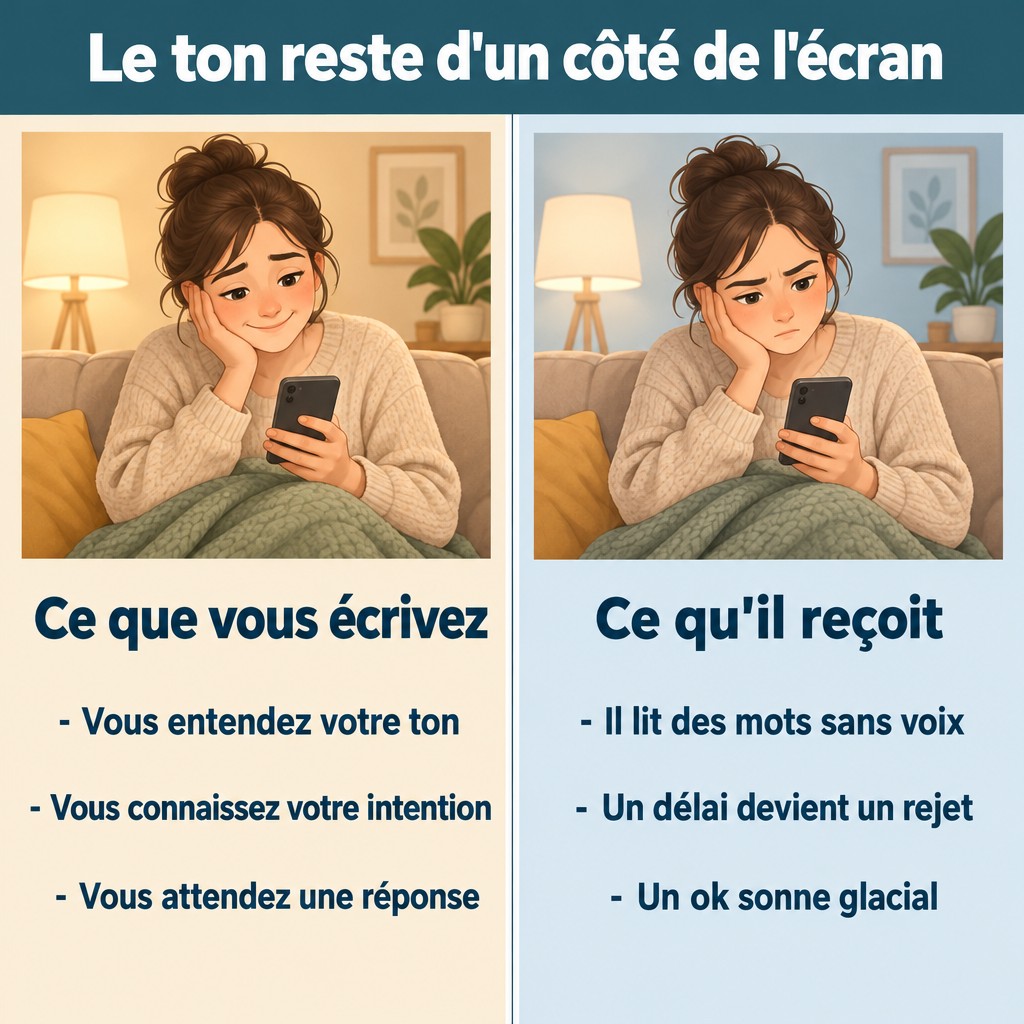 Le ton reste d'un côté de l'écran
